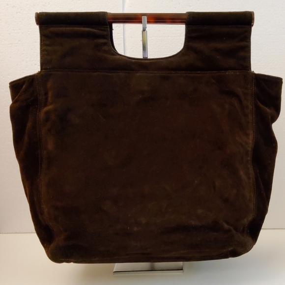 CC CHANEL BROWN SUEDE LEATHER VINTAGE ROD HAND BAG, CERTIFIED AUTHENTIC ♥ - Picture 3 of 15